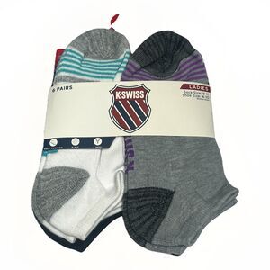 K Swiss Women's No-Show Socks 6 Pack Shoe Size 4-10 Gray Flow Cool $28 K-Knit